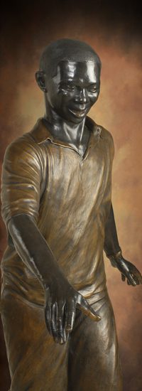 Tom White Studios, Inc | Children & Adults Figurative Bronze Statues Life-size bronze man pointing downward