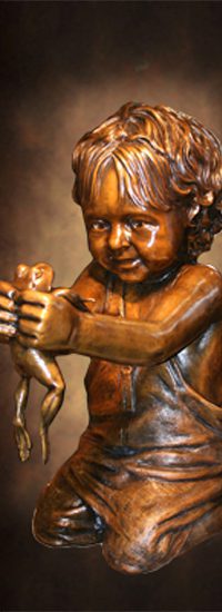 Tom White Studios, Inc | Children & Adults Figurative Bronze Statues Boy & Frog Bronze Sculpture, Children's Park, Tyler, Texas, by portrait commission sculptor, Tom White.