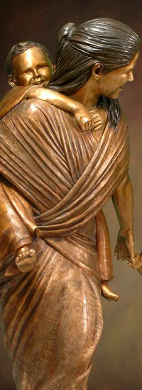 Tom White Studios, Inc | Children & Adults Figurative Bronze Statues Brittiney Bevin Memorial Sculpture, Cave Hill Cemetery, Louisville, KY, Welcoming Christ scene of Jesus and children sculptures, created by Tom White, Sculptor specializing in portrait bronze monuments.
