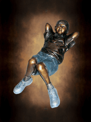 Tom White Studios, Inc | Children & Adults Figurative Bronze Statues Playful bronze youth suspended in relaxed pose