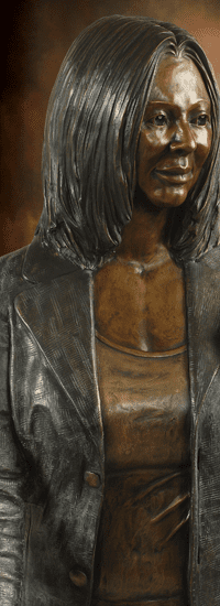 Tom White Studios, Inc | Children & Adults Figurative Bronze Statues Close-up bronze portrait of woman