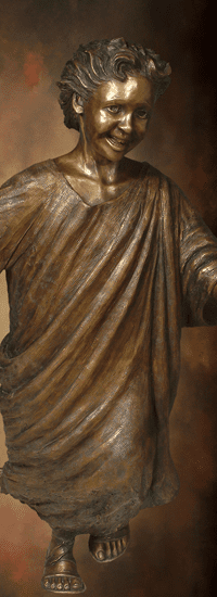 Tom White Studios, Inc | Children & Adults Figurative Bronze Statues Laughing Boy Bronze Statue, part of Welcoming Christ sculpture scene of Jesus and Children, by Tom White, sculptor.
