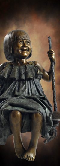 Tom White Studios, Inc | Children & Adults Figurative Bronze Statues Closeup bronze girl with dangling feet