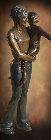 Tom White Studios, Inc | Children & Adults Figurative Bronze Statues Smiling girl and woman bronze sculpture