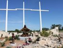 Tom White Studios, Inc | Jesus Statues Bronze Jesus and children amid three crosses