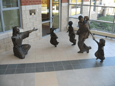 Tom White Studios, Inc | Jesus Statues Statues of Jesus and Children, Urban Community School, Cleveland Ohio, portrait bronze sculptures, Tom White public monumental bronze sculptor